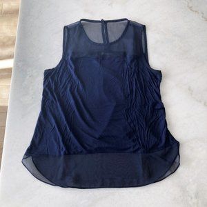 INC International Concepts navy sleeveless tank top shell / shirt camisole mesh
